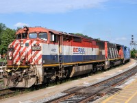 <b>Throwback Thursday</b>

A43531 18 arrives at Brantford to make a set-off with BCOL 4605, and CN 5273 providing the power