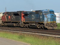 Happy Canada Day! Here is my long weekend surprise. As I came to Clover Bar this morning you could see the blue nose of this train waiting on the other side of the river. After the oil train cleared down the Camrose Sub. I was finally able to confirm that my first blue devil leader is on the way. With the 8879 helping, a bunch of grain empties are headed for destinations east.