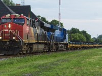 As the traffic increased on the VIA Chatham Subdivision, I wasn't too lucky at first in catching some of the rerouted trains due to the derailment in the Sarnia tunnel. I had seen some of the photos posted by other railfans who came to Chatham from afar, just to catch a glimpse of the action. Finally, some luck after a great tip by a fellow rp.ca contributor. Here, CN 367 leads it train past the station with leased 2033 in tow. 