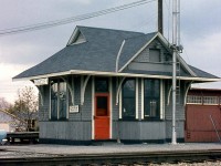 CN's Simcoe station is pictured in May 1968, located at Mile 73.2 of CN's Cayuga Sub. Note the "CN N&W Freight Office" sign, as N&W had running rights over CN on the Cayuga Sub dating back to the Wabash days.
<br><br>
A photo of Wabash F-units at the station: <a href=http://www.railpictures.ca/?attachment_id=18211><b>http://www.railpictures.ca/?attachment_id=18211</b></a>
