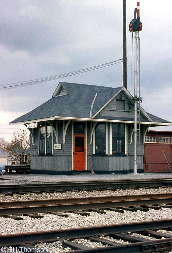 CN's Simcoe station is pictured in May 1968, located at Mile 73.2 of CN's Cayuga Sub. Note the "CN N&W Freight Office" sign, as N&W had running rights over CN on the Cayuga Sub dating back to the Wabash days.

A photo of Wabash F-units at the station: http://www.railpictures.ca/?attachment_id=18211