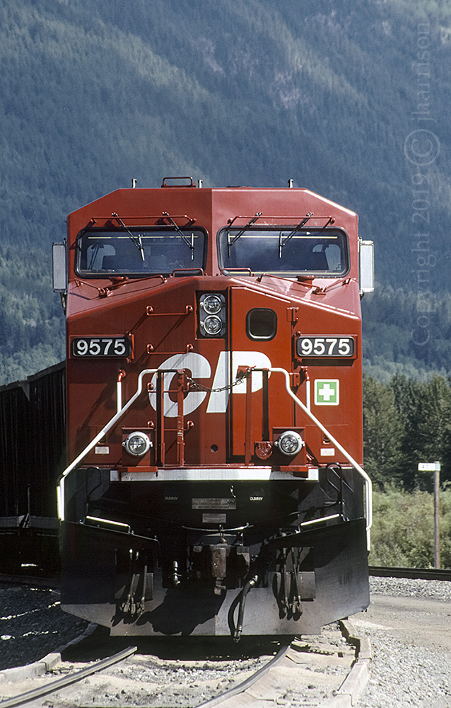CP 9575, an AC4400CW at Golden Yard - CP Windermere Sub. The trailing unit was CP 9502, and much farther back, CP RCU 9548.