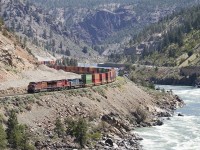 CNXW at MP89.5 - SNS Morris - CN Ashcroft Sub. Lost track, no pun intended, of the unit numbers but I hope still worthy of a look. The third unit trailing could be the CEFX 1035. Anyone else shoot this train on 06/14/2019? Any information would be appreciated. Morris is located in the Thompson Canyon approximately 12 Km east of Lytton. 