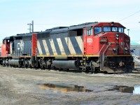CN SD60F 5525 and SD40-2(W) 5339 await their next assignment in their birthplace, as both were built only a short distance away at the GMDD facility in London. 