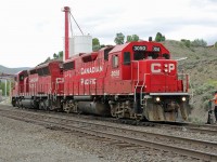 GP38-2 CP 3050 and SD30C-ECO CP 5016 are switching at Ashcroft.