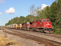 The sun poked out from the clouds just as CP 147 entered Guelph Junction. A very nice CP 8063 (former CP 9540) leads CP 9763, UP 4535 and UP 2696 up to the First Line with a clearance to Ayr.