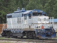 The ex GTW & IRRS EMD GP9 4519 was built in 1957. First numbered GTW 4919, the now Nelson and Fort Sheppard 4519, since 2012, is seen here shutdown in the siding at the Atco Wood Products mill in Fruitvale B.C. The mileage listed on the cross bucks at the entry crossing to the mill reads 149.91. At one time the unit delivered product from the mill to the U.S. border where there's a connection with the BNSF Nelson Sub. It might still but there are signs that the 4519 hasn't moved in a very long time. 