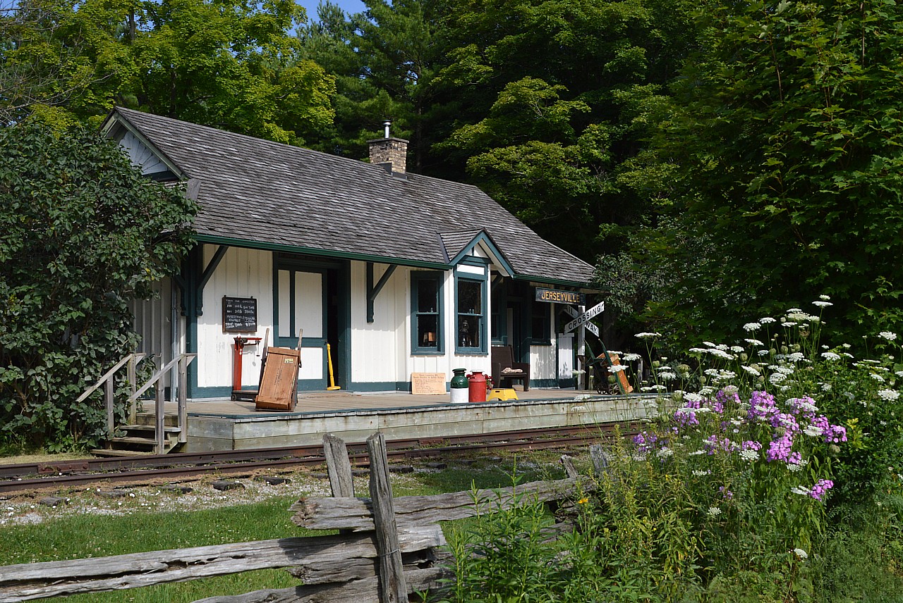 Nice to see this old Jerseyville TH&B station was saved from its former location at mile 52, Waterford Sub., way back in 1962, and moved to the future Wentworth Pioneer Village; now known as Westfield Heritage Village. It sits next to the old TH&B 103 steam engine in this rather nice historical park.  Westfield is only open Sundays thru most of the summer, well worth the visit...just outside of Rockton off Hwy 8 northwest of Hamilton. Other attractions at this Kirkwall Rd site include homes, stores blacksmith shops and the like, all set back in earlier times. The kids loved rides pulled by an authentic Sawyer-Massey steam tractor which made the rounds very frequently. Fun, as they say, for the whole family.