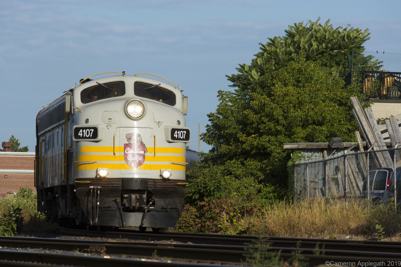 Hey Toronto, look what the cat dragged in!

CP 40B-13, the office car special coming in from points west coast, pokes its F unit nose around the corner at Osler street, entering the North Toronto Subdivision from the Mactier Sub. The train is in town for LPGA Women's Open in Richmond Hill, and will return north towards Sudbury come the following weekend. Definitely blessed to be able to capture F units on a class one in 2019, for the third year in a row around these parts.

A big, big thank you goes out to everyone involved in giving info and heads up as usual, in group chats and Yahoo message boards. I always appreciate the information.