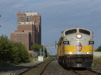 CP 40B-13 shoves into Lambton, having knocked down a restricting aspect into yard space to stage the consist until it's departure later that evening at 8:45pm. Train 40B departed that night, taking the Galt Sub downtown into the USRC, and remerging onto the Bala Sub to reach Richmond Hill at GO Transit's Quaker layover facility. <br><br>CP 4107, a GMD FP9A, sits pretty on the front train 40B outside of Lambton Yard in Toronto's west end. This F unit has an interesting history as it started out working for the other guy, as CN 6526, blt 1957, serial A 1198. From 1957 it worked for CN hauling freight and passenger trains, likely pulling the Super Continental and other corridor streamliners in the famed "hungry man" scheme of dark green and gold, later getting the widely recognized zebra stripe livery of which lasted for decades after. In 1977 VIA Rail Canada was formed to handle the passenger services of CN and CP and thus CN 6526 became VIA 6526, with the red CN "noodle" logo on the nose with VIA blue and yellow on its flanks. Into the early 1980's, VIA 6526 was renumbered to VIA 6313, losing the noodle on the nose. In the interim years into the late 1980's, VIA's F units of GM and MLW production slowly faded from the roster in favour of the new and flashy LRC series equipment and locomotives, which in turn got outshined and replaced by the F40PH fleet still active today. In the early 2000's, however, 6313 would end up working for the Ohio Central Railway (reporting marks OHCR) as a passenger locomotive for their tourist trains, go figure. OHCR 6313 would later sell to CP in 2006 for their Royal Canadian Pacific trainset, being painted in the lavish maroon and gold "script" livery, a harkening to decades past and the romantic golden era of North American luxury rail travel. OCHR 6313 became CP 4107, and wore brand new 1950's-era colours courtesy of shops at National Rail Equipment co. Now ready to haul around the companies new office car special or "RCP" passenger liner across Canada system wide, even into the states on various occasions on CP's acquired SOO Line trackage and beyond. The RCP still runs thirteen years later, hauling the big corporate brass around the system, to various events and charities that CP sponsors or has liaisons with, including this weeks LPGA Women's Open. It's great to see 1957-stock GM power still smoking up the air in 2019 amongst the sea of modern F40 rebuilds, P42's, and now the burgeoning roster of modern Siemens "charger" spec eco-friendly passenger locomotives. If even just to haul around the boss, it's always fun to wait trackside and be rewarded with that classic F unit rounded cab, in A-A-A arrangement, with the classic hungry beaver on the front!