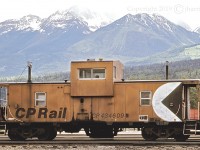 CP Wide-vision Caboose 434609 at Golden Yard on CP's Windermere Sub.