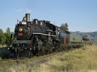 Kamloops Heritage Railway ex CN 2141 heads the evening tourist train north on CN's Okanagan Sub.