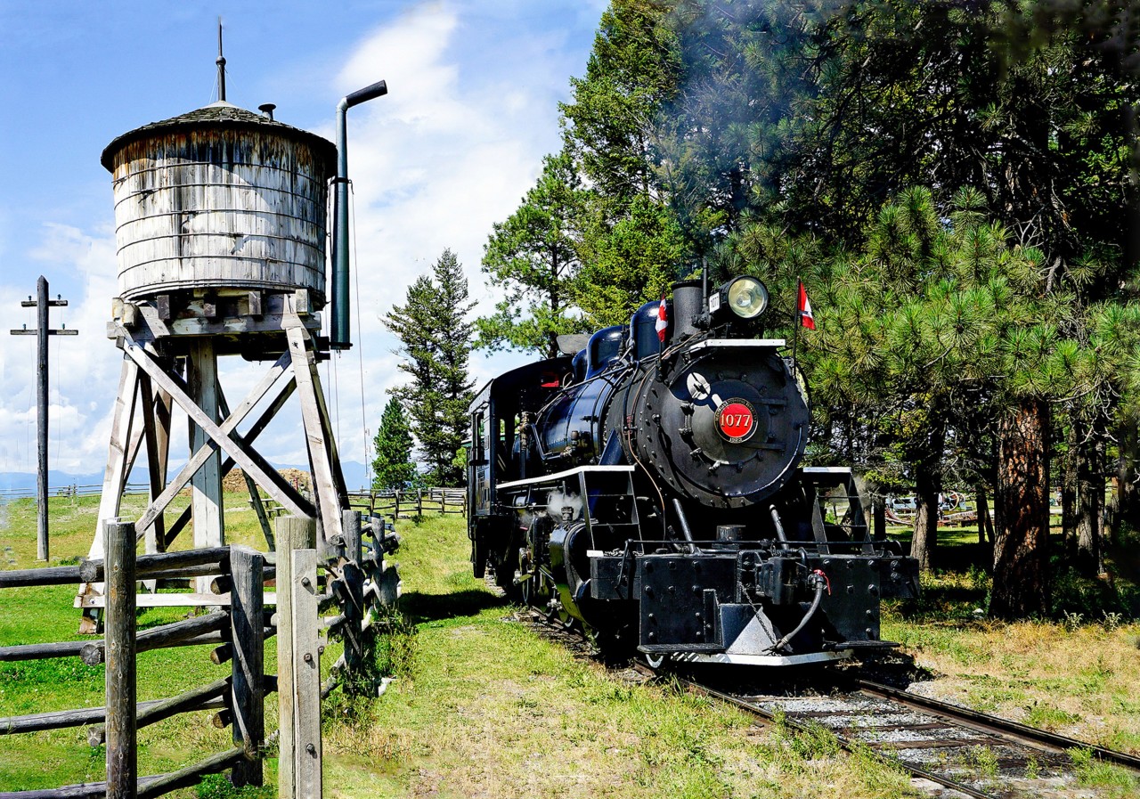 Railpictures.ca colin arnot Photo Fort Steele’s MLW 262 1077 approaches the station on