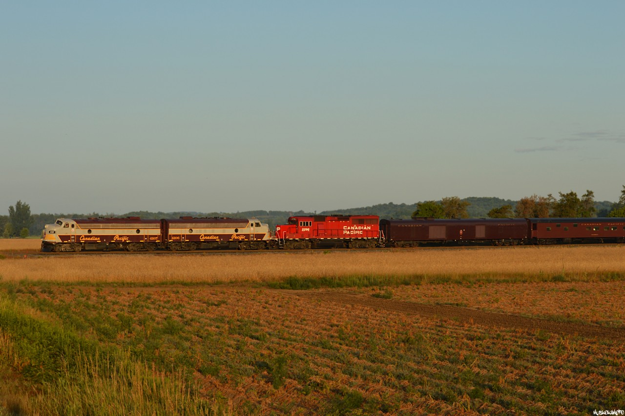 CP 40B creeps up to a clear to stop at North Yard Switch Spence waiting for 420 to depart and get up the hill ahead of them, allowing for the perfect delay at first light! This sharp looking consist is enroute to Lambton and eventually the GO storage yard at Quaker on CN's Bala sub to serve as an attraction during the LPGA's "CP Womens Open" event in nearby Aurora.