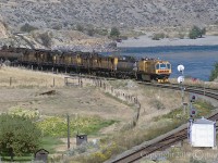 Loram RG316 is pointed west in the siding at Martel on CN's Ashcroft Sub. The town of Spences Bridge is just a few Km west of this location.    