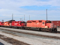 Four EMD models in storage on the RIP tracks, SD40-2 5978 GP40 4612 GP9 1025 GP38-2 3062.