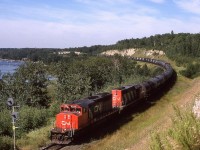 A broader view of Waldron Curve and Wabamun Lake.
The train may be 412 or 218 based on the chemical content.