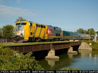 Another day, another VIA.  919 leads VIA Train #73 over Belle River bridge in downtown Belle River on a beautiful September afternoon.