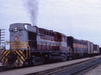 Dual Service RS10s 8572 leads an unidentified B&LE B-unit on an "extra west" through Guelph Jct in the spring of 1964. CP owned 53 RS10 and RS10s units, 38 of which were equipped with steam generators and enlarged fuel/water tanks. They were used on secondary passenger trains in eastern Canada, slowly being displaced by RDCs and passenger A-units as they became available due to train discontinuances.