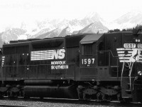 NS 1597, an EMD SD40 built in 1966, is the last in line trailing unit with CP 5868 (Photo id 38714) at Field on CP's Mountain Sub. 