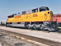 Fresh from the nearby GMDD facility, Union Pacific SD90MAC-H 8506 awaits pick-up at Canadian Pacific's Quebec Street yard. At the time, this photo was taken with permission as on this day, CP had held an open house by the yard office to officially unveil their new heritage beaver shield scheme on freshly repainted GP38-2 3069. 