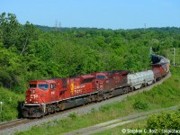 A beautiful SD90 with the large Beaver leading in perfect light at Desjardins. There was a half dozen of us out for this, and for good reason.<br><br>
We knew the end was nigh - This was one of three or four SD90mac's that still roamed the roster on CP while the rest were stored in 2014. As usual I wished I chased some more - I figured i'd have another shot at it (Wrong!). Of the first batch of rebuilds, according to one source this unit is not on the list, but we'll just have to see what happens over time. Even the trailing AC4400 was parked in 2016.. and was sent into the US in 2017, not sure if it was scrapped or if it may too get the rebuild touch at GE/Wabtec.
