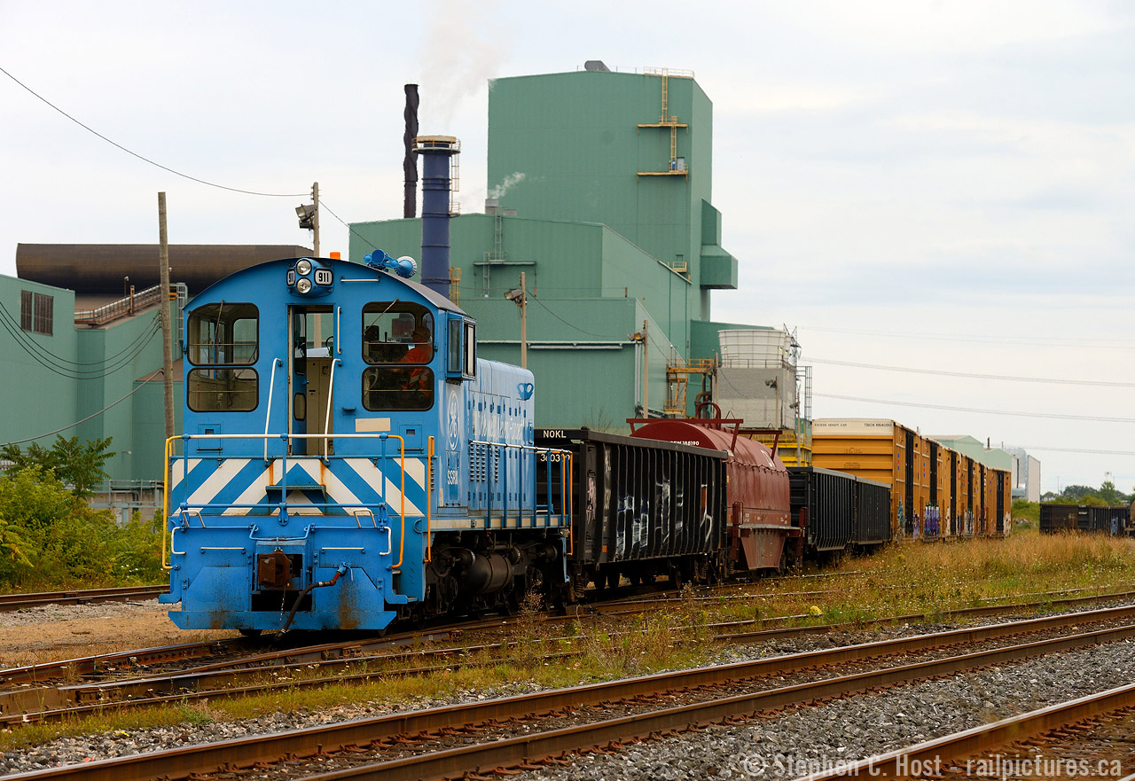 This has got to be one of the odder replacement engines on the CN "lease" roster - This is the location of CN's Metals Distribution facility in Hamilton at Parkdale Yard and is the home of  CN 7304 since 2015. I photographed this engine, SSRX 911 a couple times at LDS in Sarnia, and this unit is now in service at this CN facility as 7304 has seemingly been sidelined. What's the connection with LDS and CN's Metals facility in Hamilton? Well, LDS was the company that rebuilt 7304 after a cracked block sidelined it in 2014. Perhaps 7304 needs more work? 7304 was still there Sunday parked to the side. We'll just wait and see what happens.