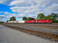 CP F55 with a surprising 22 cars returns to the Smiths Falls yard after serving the Omya factory down the line.
