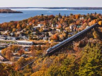 Glacier Park brings up the rear of VIA Rail's "Canadian" as it soars above Parry Sound on a gorgeous autumn afternoon.