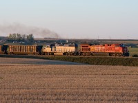 Now here is something you don't see every day, CP 8027 and D&H 7304 depart Moose Jaw with a loaded coal train bound for Thunder Bay. There i no doubting that the 7304 was online, it was set off in Brandon. 