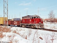 GEXR GP9 901 switches some of the industrial trackage at the north end of the Guelph North Spur, along Edinburgh Road North. 901 started life as a Baltimore & Ohio unit that went through a few shortlines before ending up on GEXR, where it ran until being parked out of service, and was eventually cut up for scrap in 2008.