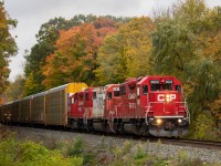 After waiting for T69 to pass Galt, the trio of geeps including Soo 4410 in the middle make their way westward. 