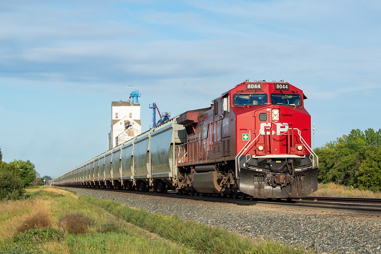 I was driving from Assiniboia to Saskatoon on this day, taking a fairly indirect route as there were many places I wanted to check out along the way. The first stop was Chaplin, where I was hoping to get an eastbound past the elevator in morning light. Sure enough, 668 (unit potash empties) was along soon after I got to town allowing me to quickly check this one off the list. According to the Canadian Grain Commission website, the Chaplin Grain Corporation had their primary elevator license revoked on July 23, 2019, though things seemed to be active when I was in town with hoppers and other activity at the elevator so I can't really say with certainty what goes on here these days. There was also a sodium sulphate mine in town operated by Saskatchewan Mining and Minerals that receives rail service.