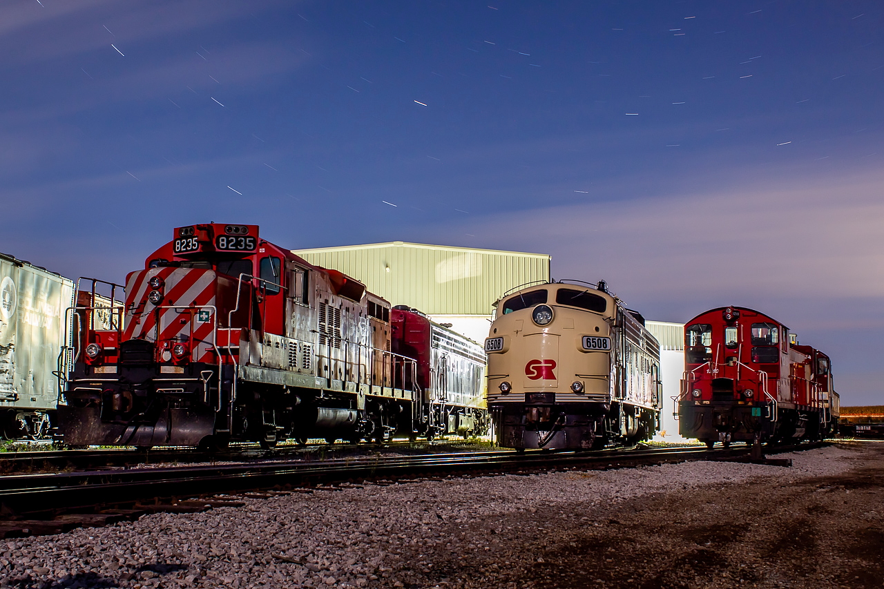 I've been enjoying doing long exposures at night a lot lately, and had been thinking about where to go next to try this. Eventually, I landed on the thought of the OSR shops in Salford and inquired about getting permission to do so. I had finally gotten a remote for my shutter, which allowed me to attempt some much longer exposures for the first time. This was a good thing, because even with an almost full moon in the southern sky, it was still dark as can be behind the shops in Salford. This shot was a near six minute exposure. One thing I really enjoyed seeing with exposure lengths like this was the paths of the stars across the sky, especially the Big Dipper. Photo taken on private property with permission.
