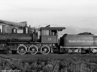 Roberval & Saguenay 4-6-0 #9 is pictured outside the roundhouse in Arvida QC, circa 1940.<br><br>According to Colin Churcher's <a href=https://churcher.crcml.org/industrials/industrialsmod><b>Industrial Locomotives in Canada</b></a> page, R&S 9 was built by an unknown manufacturer in 1889 for the Pittsburgh & Lake Erie RR in the US, and acquired by the R&S through a locomotive dealer in 1919. It was sold for scrap in 1941.<br><br>Bill Thomson collection photo (photographer unknown).