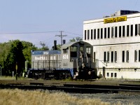 Omnitrax's Hudson Bay Railway division's yard engine sits outside the companies head office