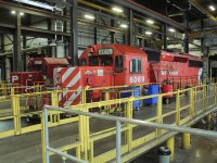 SD40-2 6069 in the shop for scheduled maintenance.