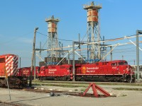 Train consist being serviced with an AC4400CWM leading has ex D&H 7307 in the mix.