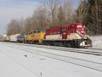 Back in January 2015, an OSR train completes some shunting with two classic GP9 high hoods - Nos. 383 and 175. The 175 was still in original Chessie System paint! This unit was just one of many hodge podge units that the OSR acquired over the years...Very interesting operation, as many others on here can attest.
