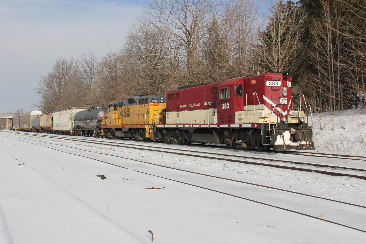 Back in January 2015, an OSR train completes some shunting with two classic GP9 high hoods - Nos. 383 and 175. The 175 was still in original Chessie System paint! This unit was just one of many hodge podge units that the OSR acquired over the years...Very interesting operation, as many others on here can attest.
