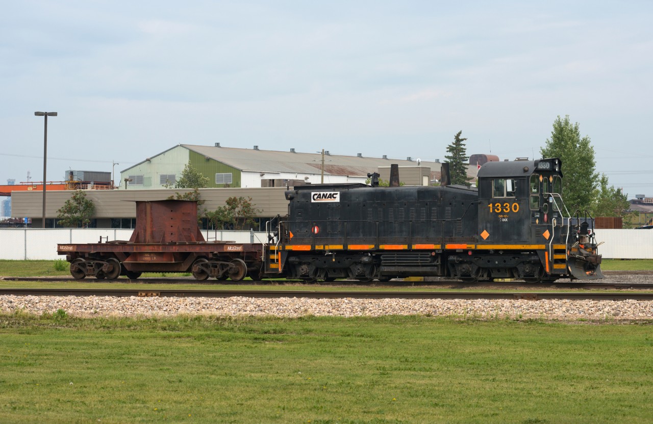 SW1200RS CANX 1330 sits in front of Altasteel (formerly Stelco) on the east side of Edmonton. There is also an SW1500 at this facility.