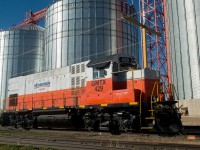 This exCNW GP15-1 is stationed at an elevator along the CN Warman Sub just north of Saskatoon. An interesting feature of this unit is the carbody air intakes, only Frisco and CNW ordered this feature.  