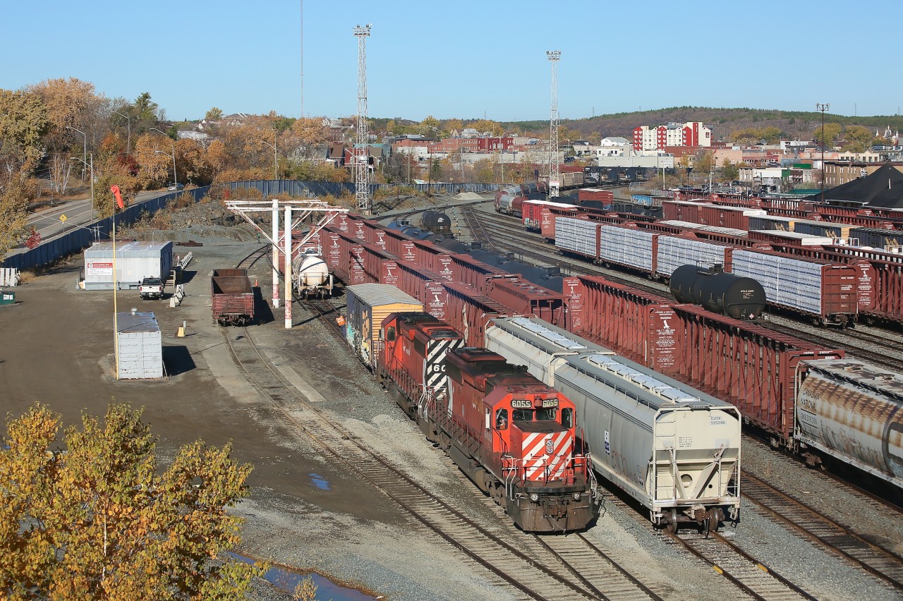Matching multimark SD40-2s spot an Ontario Northland boxcar on one of the back tracks in Sudbury Yard.  I had hoped to shoot 6055 and 6069 on the Levack Turn but they didn't venture out of the yard on this Saturday shift.