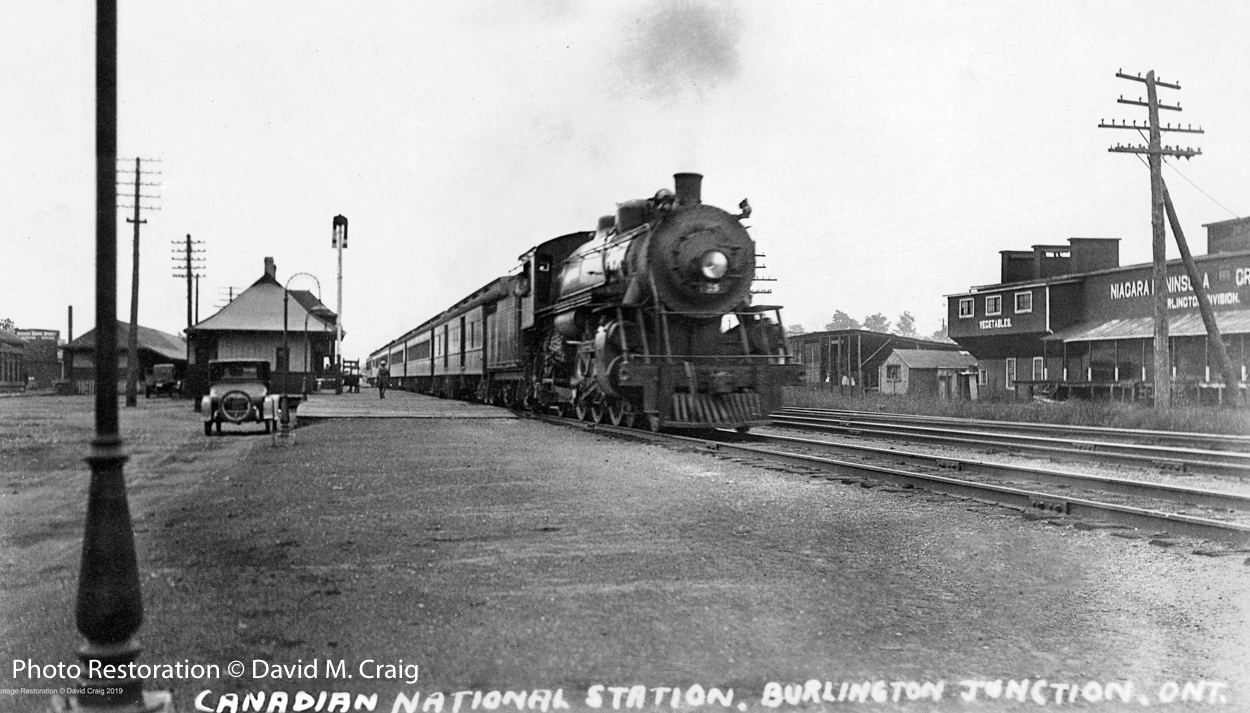 Rare view of TH&B passenger train in ~1925 a Freeman Stn. I found this real photo postcard and Bryce Lee bought it for his collection. It was the last restoration/history project we worked on before he passed away i 2019. A full size image in memory of Bryce can be seen on display at the Freeman Station Museum Burlington.
https://www.freemanstation.ca/