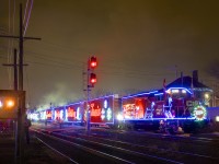 The Canadian version of CP's Holiday Train is making its first stop of the year at Montreal West Station. The power is parked near the Montreal West tower, which controlled all movements through this busy junction up until roughly the mid-1980's.