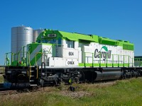 The Cargill facility just west of Nesbitt Manitoba is home to a truly Canadian unit. CRGX 604 started out as NAR 402 before getting merged into CN and becoming the CN 5701. To accommodate the arrival of the current units occupying the 5700 series it was renumbered to CN 1651 in 1996. It was retired and sold by CN in 2007 to Progress Rail and quickly resold to S&S Shortline Leasing (SSRX). In 2015 it was sold again to Cargill and thus, ended up at this facility at mile 131.3 of CP's Glenboro Sub.  