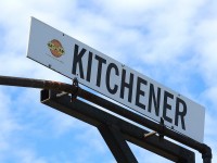 In less than two weeks, Goderich-Exeter Railway Kitchener would once again become CN Kitchener, however the GEXR applied sign still continued to proudly watch over the two locomotive tracks across from the Kitchener station until the change. 