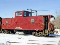 Here's a closer view of Ontario Southland's caboose OSRX 4900 pictured on the Guelph Junction Railway along  Edinburgh Road in Guelph. As mentioned previously, this is ex-CP 434900, an earlier CP center-cupola riveted steel van (different from the more popular "Angus" welded steel vans). 