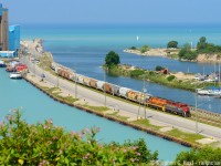 Tugs 'n Trains in the Goderich harbour as GEXR 581 waits to assault the 2.78 or so percent grade to the Goderich station with 15 loads on the drawbar. The show was great as usual. 