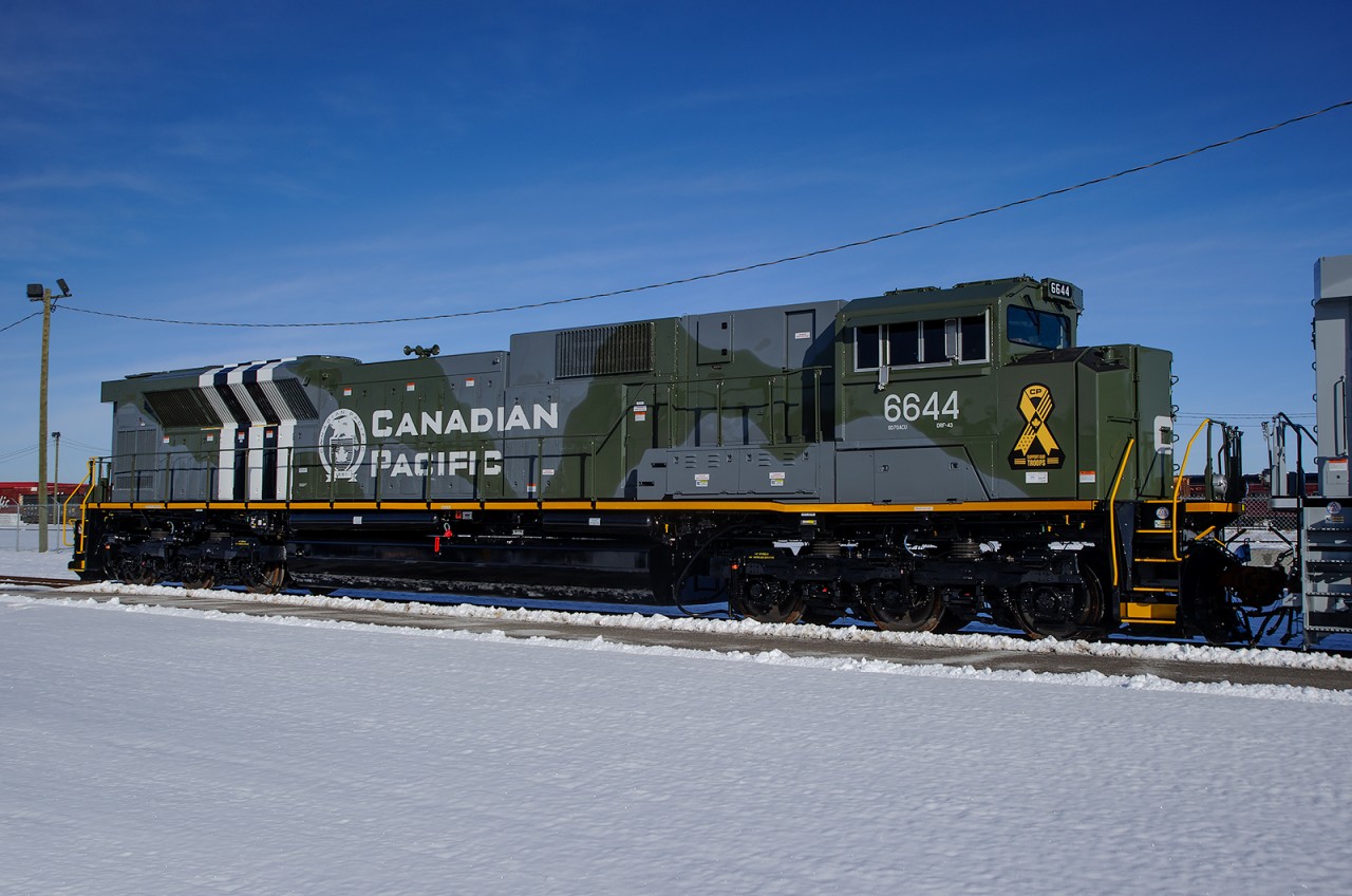 Roster shot of CP 6644 (renumbered from 7024) wearing the crowd favourite World War II Memorial scheme.